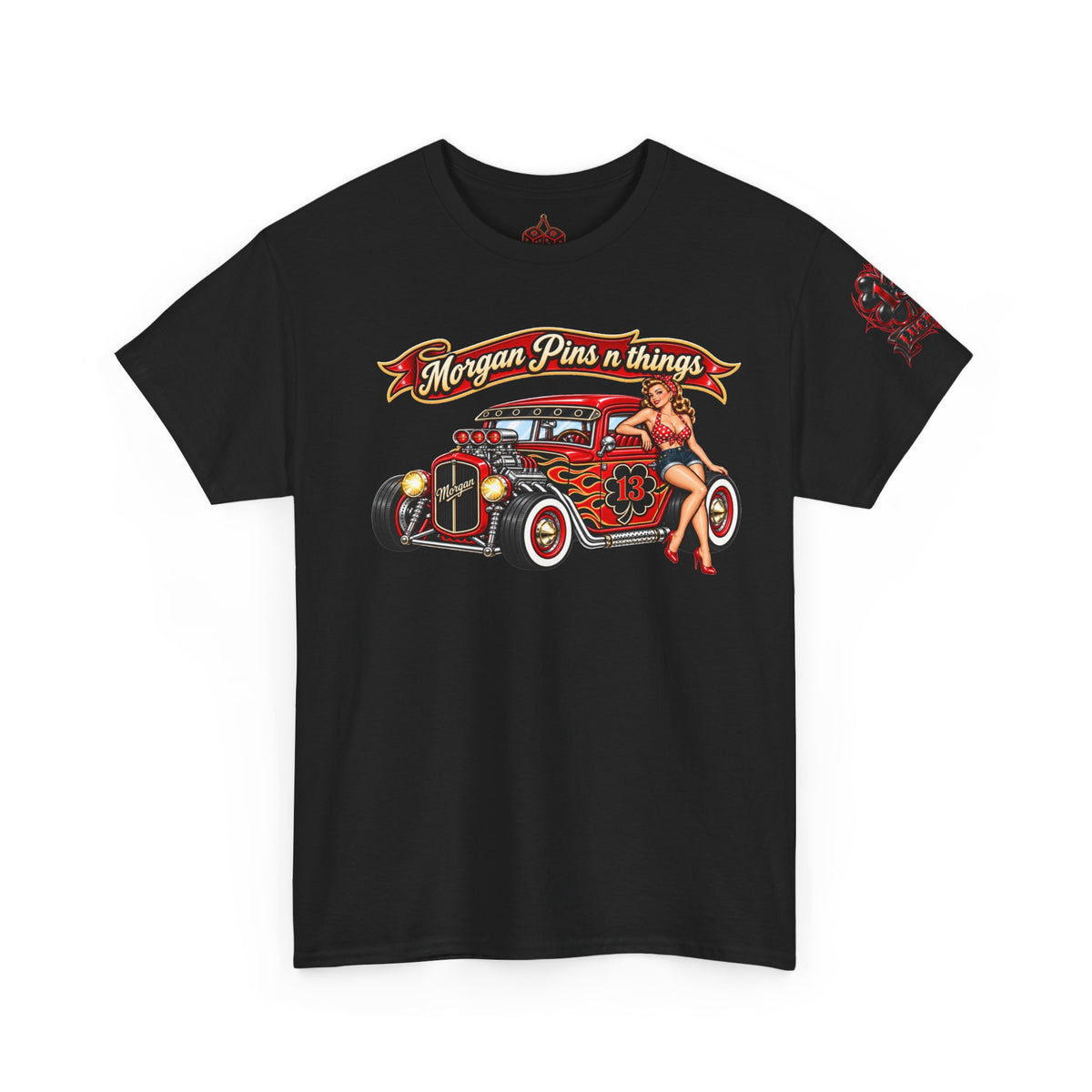 Morgan Pins n Things Lucky 13-Retro Car Graphic T-Shirt