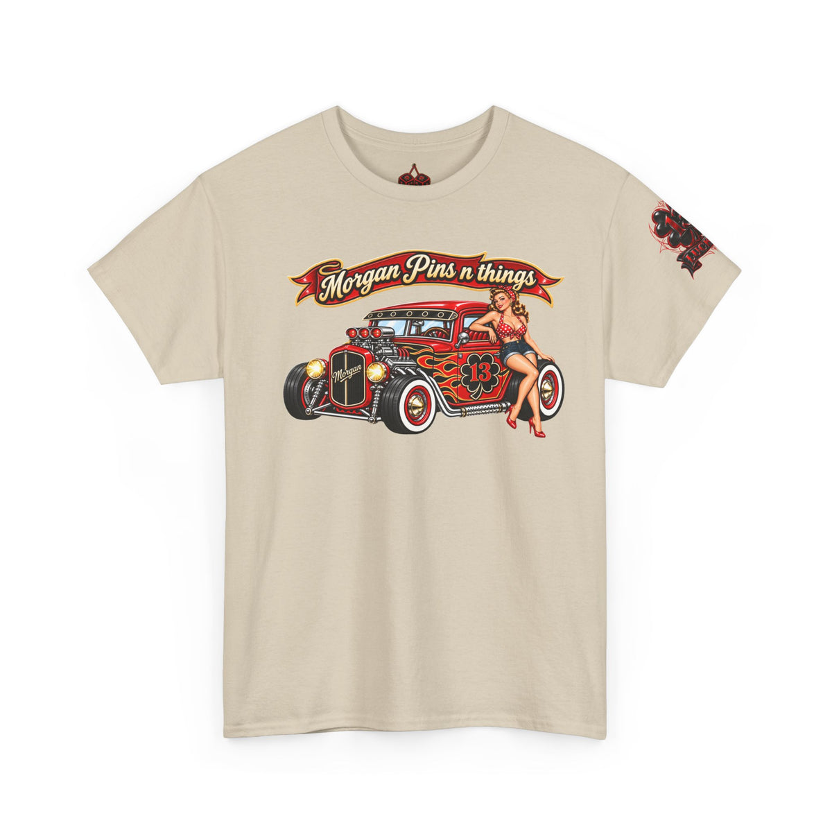 Morgan Pins n Things Lucky 13-Retro Car Graphic T-Shirt