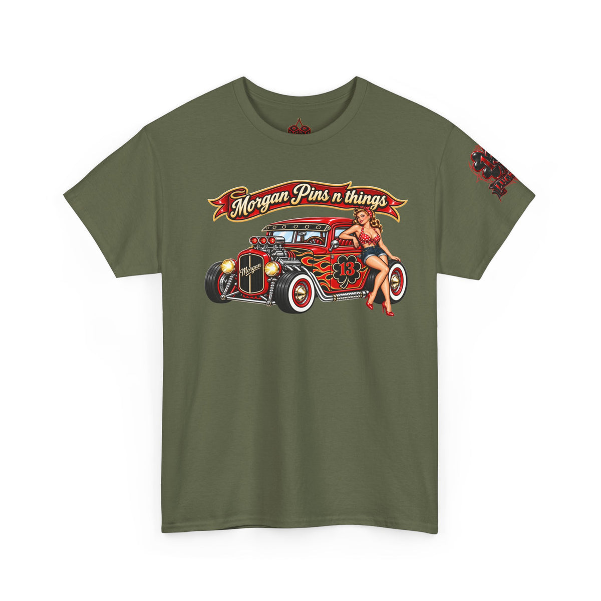 Morgan Pins n Things Lucky 13-Retro Car Graphic T-Shirt