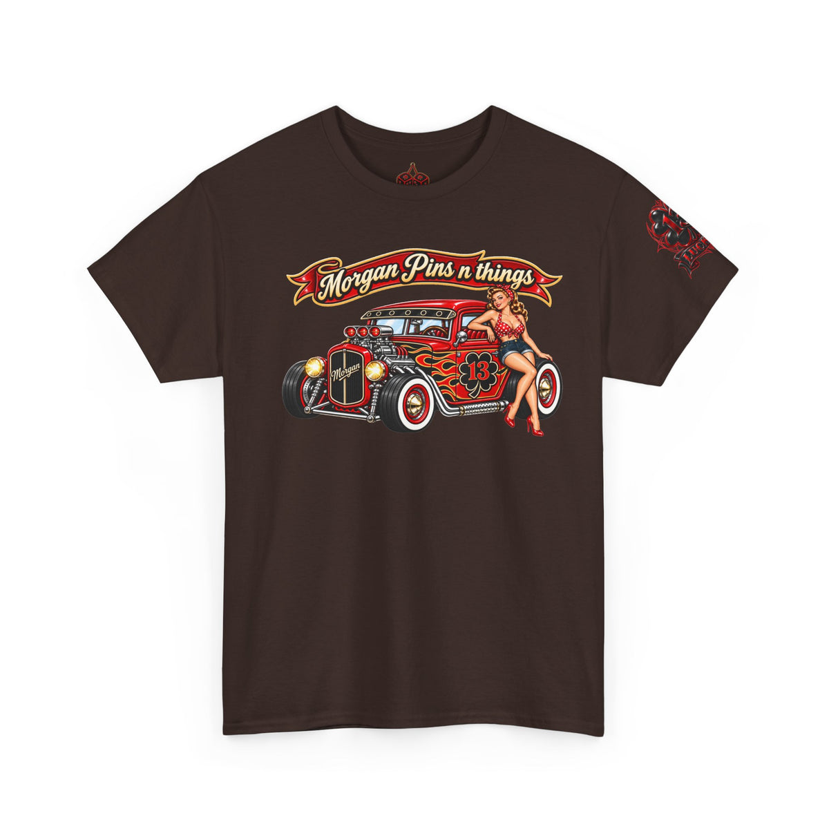 Morgan Pins n Things Lucky 13-Retro Car Graphic T-Shirt