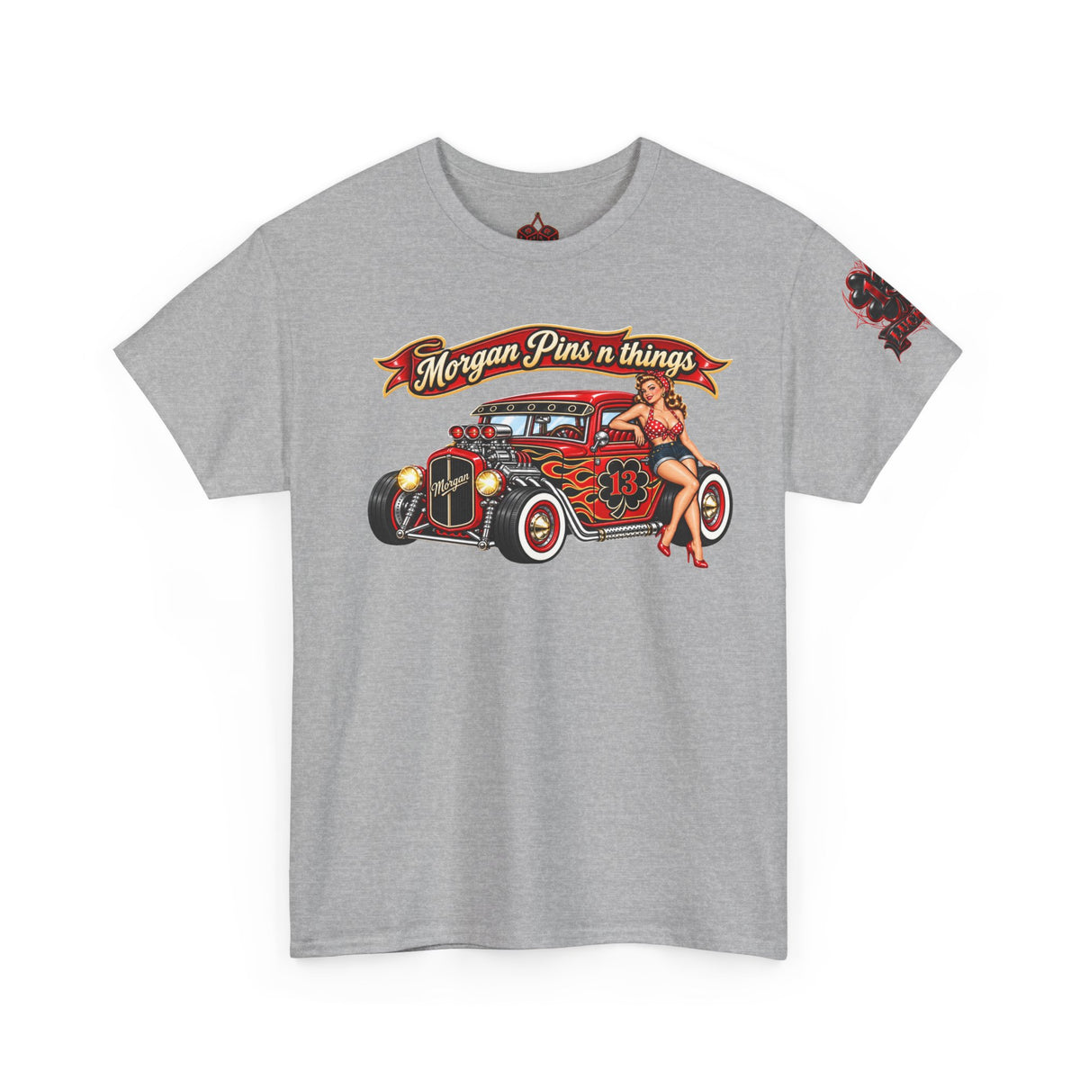 Morgan Pins n Things Lucky 13-Retro Car Graphic T-Shirt