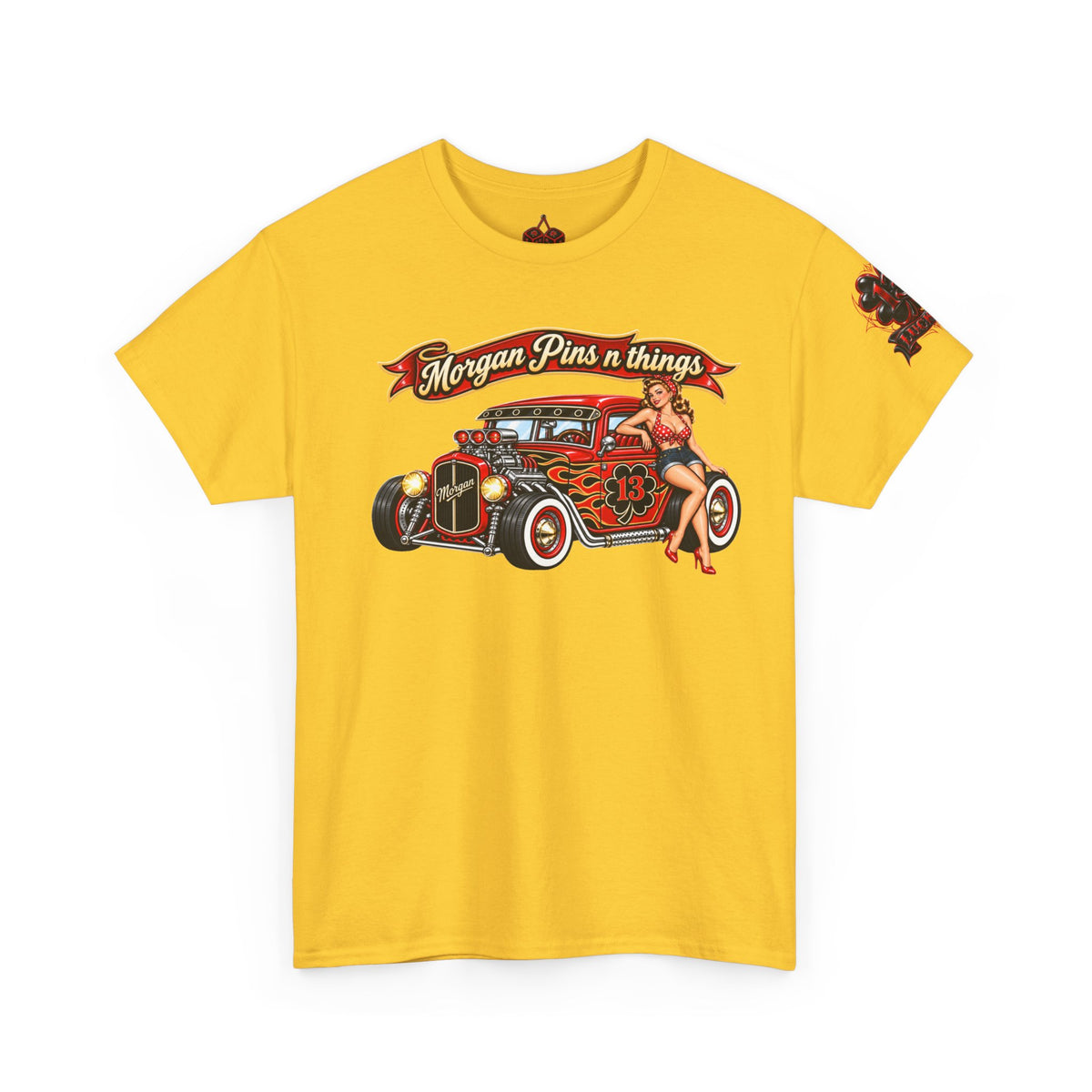 Morgan Pins n Things Lucky 13-Retro Car Graphic T-Shirt