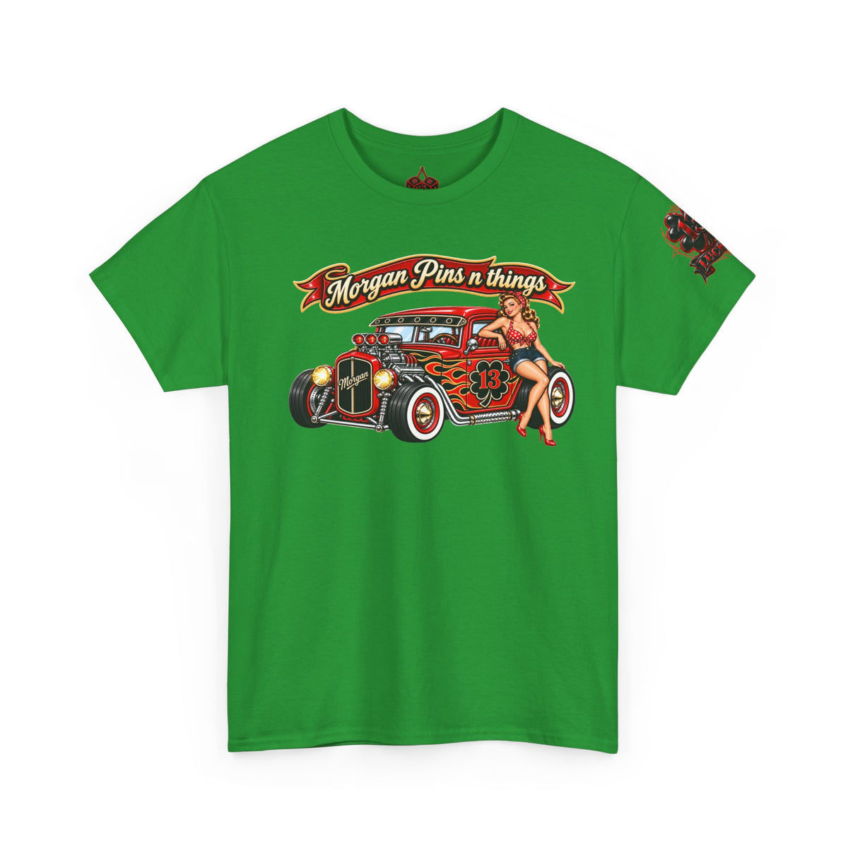 Morgan Pins n Things Lucky 13-Retro Car Graphic T-Shirt
