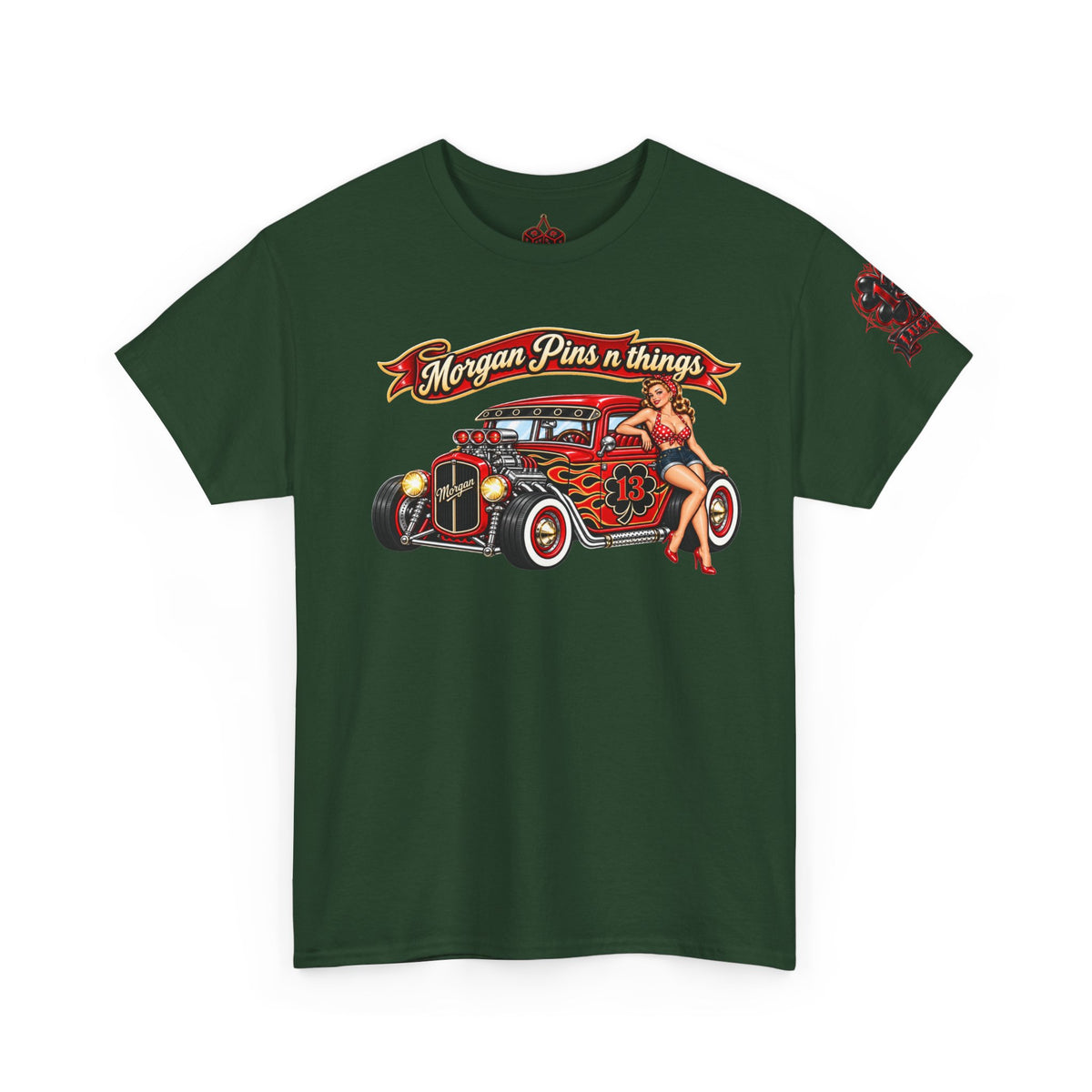 Morgan Pins n Things Lucky 13-Retro Car Graphic T-Shirt
