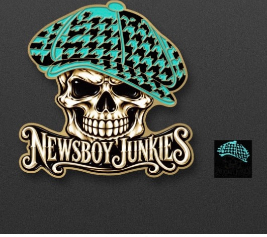 Newsboy Junkie Skull Pin